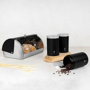 Set cutie pentru paine si 3 recipiente Berlinger Haus, Matte Black, 38.5x28x18.5 cm, inox, negru/argintiu imagine