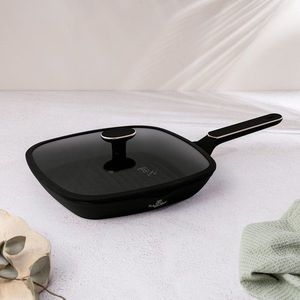 Tigaie grill cu capac Berlinger Haus, Black Rose, 28 cm, 2.1 L, aluminiu forjat, negru mat imagine
