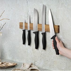 Set 5 cutite cu suport magnetic Berlinger Haus, Black Rose, inox/lemn, negru/natur imagine