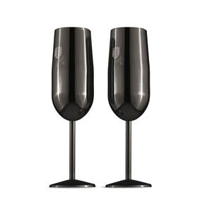 Set 2 pahare pentru sampanie Berlinger Haus, Black Rose, 260 ml, inox 18/10, negru imagine