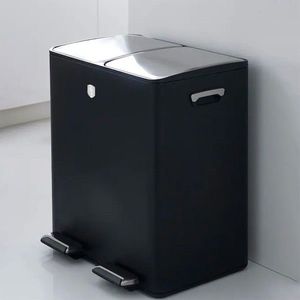 Cos de gunoi dublu cu pedala Berlinger Haus, Black Rose, 45.1x37.1x70 cm, 2x30 L, otel carbon/inox, negru/argintiu imagine