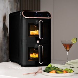 Friteuza dubla cu aer cald Berlinger Haus, Black Rose, 2460W, 5.5+5.5 L, negru imagine