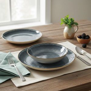 Serviciu de masa 18 piese Berlinger Haus, Aspen, ceramica, gri imagine