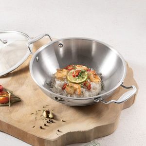 Tigaie Wok cu capac Berlinger Haus, Copper Touch, 24 cm, inox, argintiu imagine