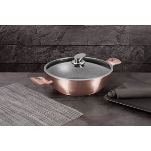 Tigaie Wok cu capac Berlinger Haus, Rose Gold, 30 cm, aluminiu forjat, roz imagine