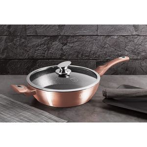 Tigaie adanca cu capac Berlinger Haus, Rose Gold, 28 cm, 3.8 L, aluminiu forjat, roz imagine