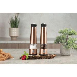 Set 2 rasnite electrice pentru sare/piper Berlinger Haus, Rose Gold, inox/ceramica, roz/negru imagine