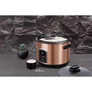 Oala electrica pentru orez Berlinger Haus, Rose Gold, 700W, 1.8 L, inox/aluminiu, roz/negru imagine