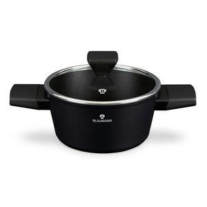 Oala cu capac Blaumann, Black Silver, 20 cm, aluminiu forjat, negru mat imagine