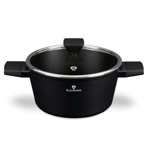 Oala cu capac Blaumann, Black Silver, 24 cm, aluminiu forjat, negru mat imagine