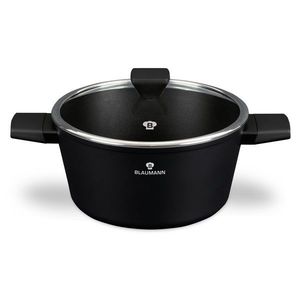Oala adanca cu capac Blaumann, Black Silver, 28 cm, aluminiu forjat, negru mat imagine