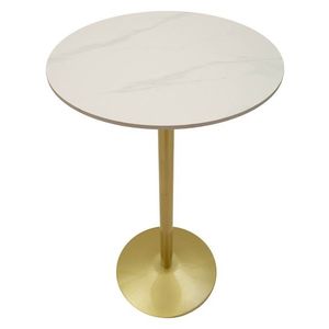 Masa de bar, Mauro Ferretti, Simply, 60x103 cm, metal/imitatie de marmura, auriu/alb imagine