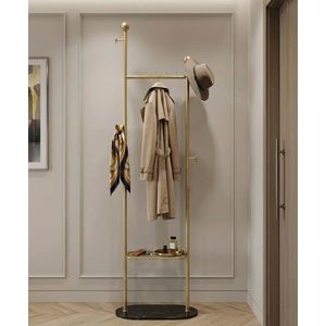 Cuier, Mauro Ferretti, Olaf, 48x30x178 cm, metal/imitatie de marmura, auriu/negru imagine
