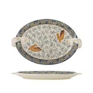 Platou pentru servire, Bloomingville, Hezha, 34x25x3.5 cm, ceramica, albastru imagine