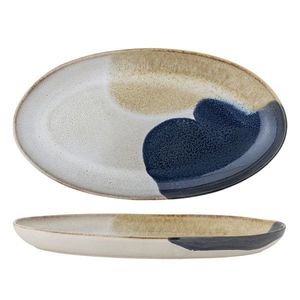 Platou pentru servire, Bloomingville, Jules, 33.5x18.5x3.5 cm, ceramica, albastru imagine