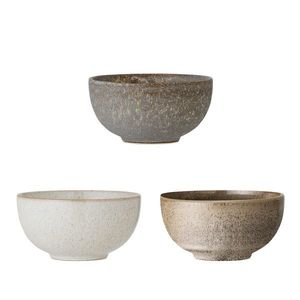 Set 3 boluri, Bloomingville, Addison, 16x8 cm, 700 ml, ceramica, gri imagine