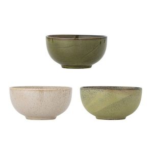 Set 3 boluri, Bloomingville, Addison, 16x8 cm, 700 ml, ceramica, verde imagine