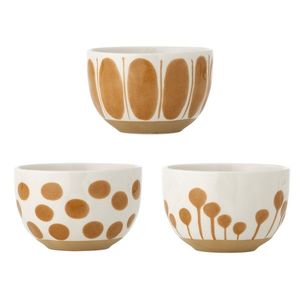 Set 3 boluri, Bloomingville, Linora, 12.5x8 cm, 580 ml, ceramica, maro imagine