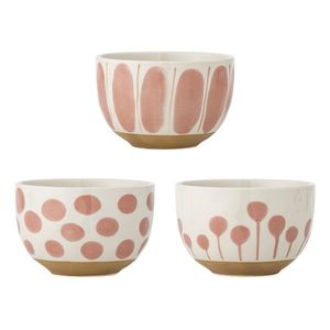 Set 3 boluri, Bloomingville, Linora, 12.5x8 cm, 460 ml, ceramica, roz imagine