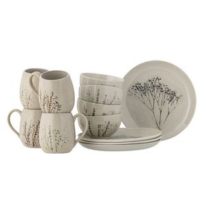 Set mic dejun 12 piese, Bloomingville, Bea, ceramica, natural imagine