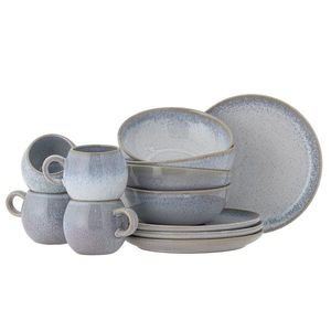 Set mic dejun 12 piese, Bloomingville, Paula, ceramica, albastru imagine