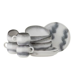 Set mic dejun 12 piese, Bloomingville, Paula, ceramica, gri imagine