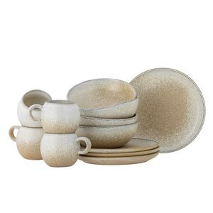 Set mic dejun 12 piese, Bloomingville, Paula, ceramica, natural imagine