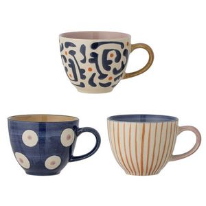 Set 3 cesti, Bloomingville, Eviaya, 9.5x7 cm, 290 ml, ceramica, multicolor imagine