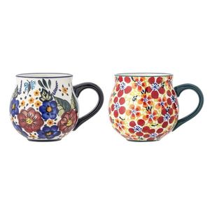 Set 2 cani, Bloomingville, Florist, 9x8.5 cm, 330 ml, ceramica, multicolor imagine
