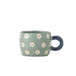 Ceasca, Bloomingville, Nini Flowers, 7x6 cm, 100 ml, ceramica, albastru imagine