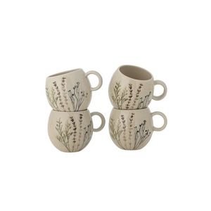 Set 4 cesti, Bloomingville, Bea, 9.5x8.5 cm, 250 ml, ceramica, natural imagine