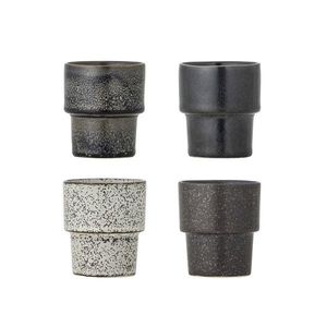 Set 4 cesti espresso, Bloomingville, Ewan Dark, 6x6.5 cm, 75 ml, ceramica, multicolor imagine