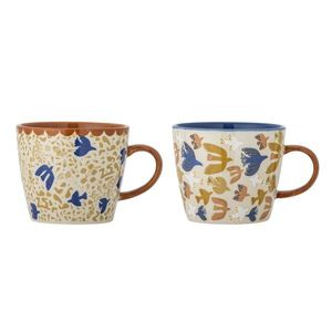 Set 2 cani, Bloomingville, Anniversary, 9.5x8 cm, 380 ml, ceramica, multicolor imagine