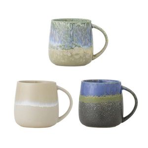 Set 3 cani, Bloomingville, Cloe, 9.5x10 cm, 400 ml, ceramica, albastru imagine