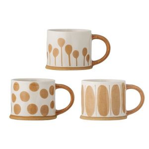 Set 3 cani, Bloomingville, Linora, 11x8.5 cm, 450 ml, ceramica, maro imagine