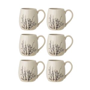 Set 6 cani, Bloomingville, Bea, 10x10.5 cm, 400 ml, ceramica, natural imagine