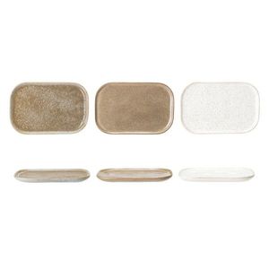 Set 3 farfurii desert, Bloomingville, Addison, 22.5x14.5x1.5 cm, ceramica, gri imagine