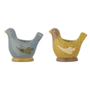 Set 2 suporturi pentru ou, Bloomingville, Birdy, 8x8 cm, ceramica, multicolor imagine