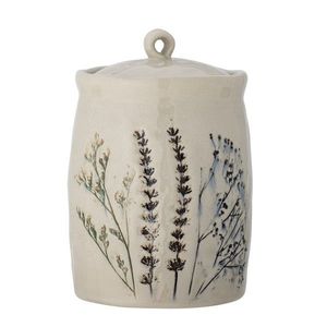 Recipient cu capac, Bloomingville, Bea, 12x20.5 cm, 1.3 L, ceramica, natural imagine
