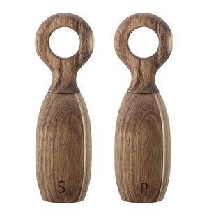 Set 2 rasnite sare si piper, Bloomingville, Martim, 6.5x21 cm, 45 ml, lemn de salcam, maro imagine