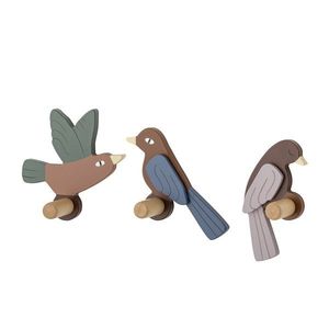 Set 3 cuiere de perete, Bloomingville, Lewi, 8.5x4x10 cm, FSC 100%, MDF, maro imagine