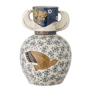 Vaza decorativa, Bloomingville, Hezha, 16.5x23.5 cm, ceramica, albastru imagine
