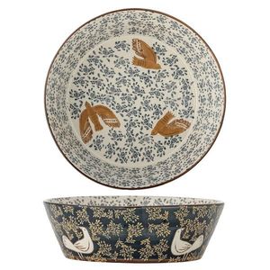 Bol salata, Bloomingville, Hezha, 28x9 cm, 3.35 L, ceramica, albastru imagine