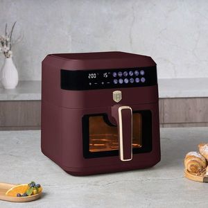 Friteuza cu aer cald si fereastra Berlinger Haus, Leonardo, 6.3 L, 1300W, visiniu mat imagine