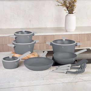Set pentru gatit Berlinger Haus, Aspen, 15 piese, aluminiu forjat, gri mat imagine