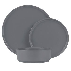 Serviciu de masa 18 piese Berlinger Haus, Aspen, ceramica, gri mat imagine