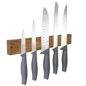 Set 5 cutite cu suport magnetic Berlinger Haus, Aspen, inox/lemn, gri mat/natur imagine
