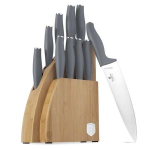 Set 9 cutite cu suport Berlinger Haus, Aspen, inox/bambus, gri mat/natur imagine