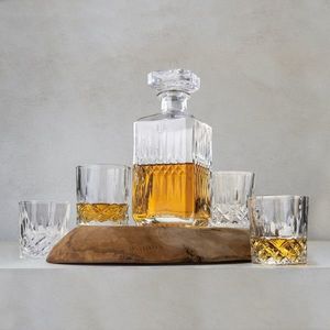 Set 4 pahare si sticla pentru whisky Berlinger Haus, Whisky, 750ml / 220 ml, sticla, transparent imagine