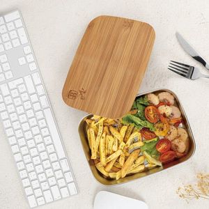 Cutie pentru pranz Berlinger Haus, Take Away, 21.2x15.8x7 cm, inox 18/10 / bambus, argintiu/natur imagine